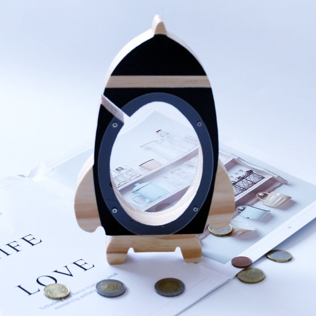 Wooden money box - Rocket